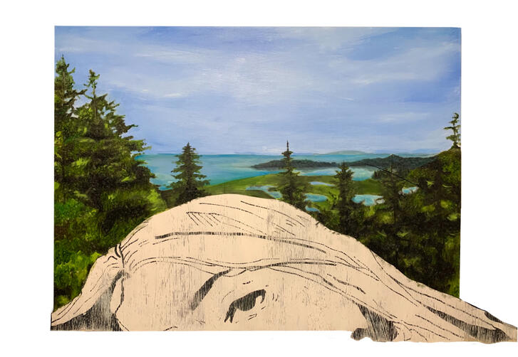 Oil on canvas and wood cutout